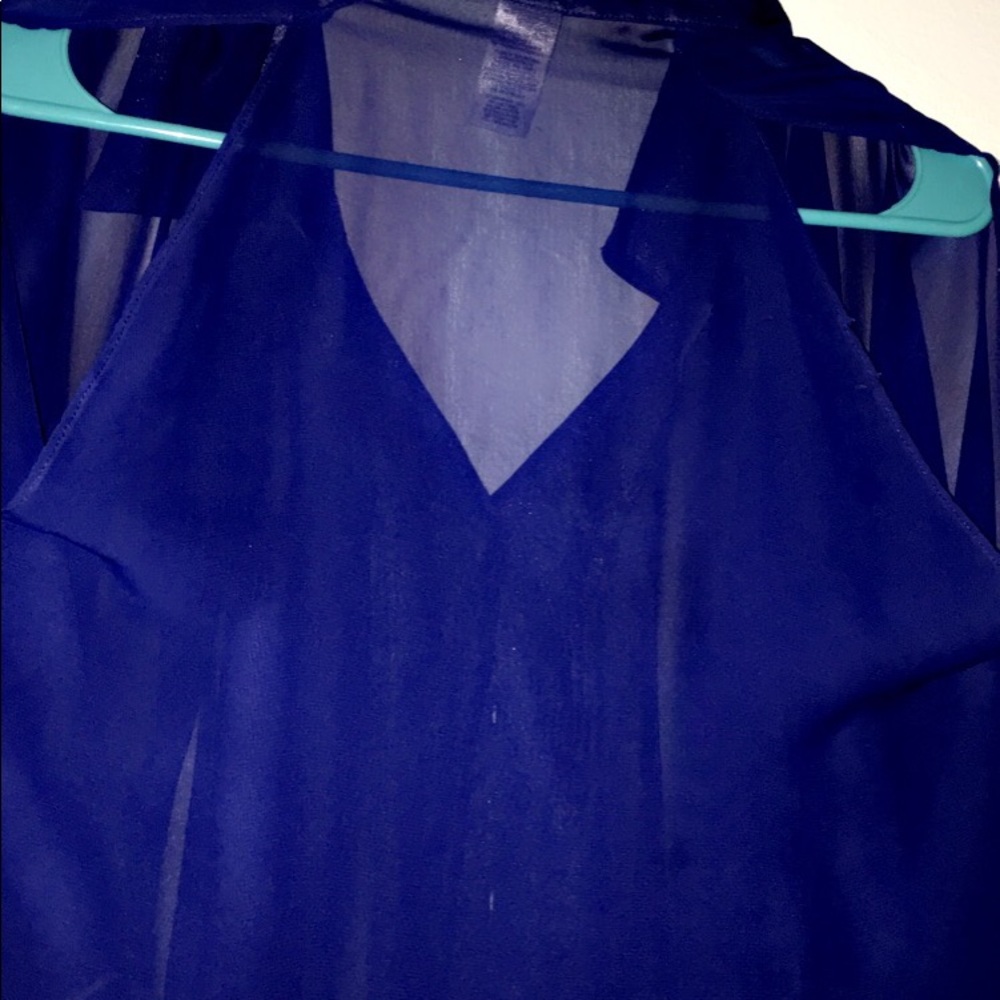 Long Sleeve Sheer Button Up - Picture 2 of 2